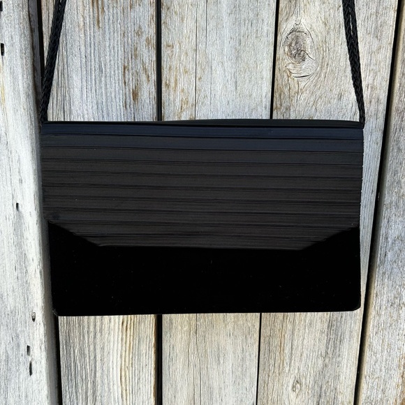 Vintage Caryl Brill Bueno Velvet Silk Clutch Evening Bag Black - Picture 5 of 15